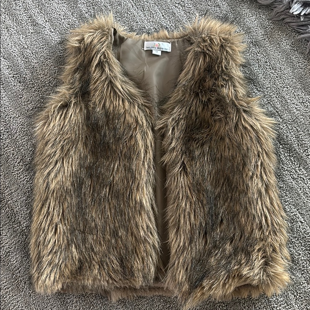 Faux Fur Kids Vest - Brown
